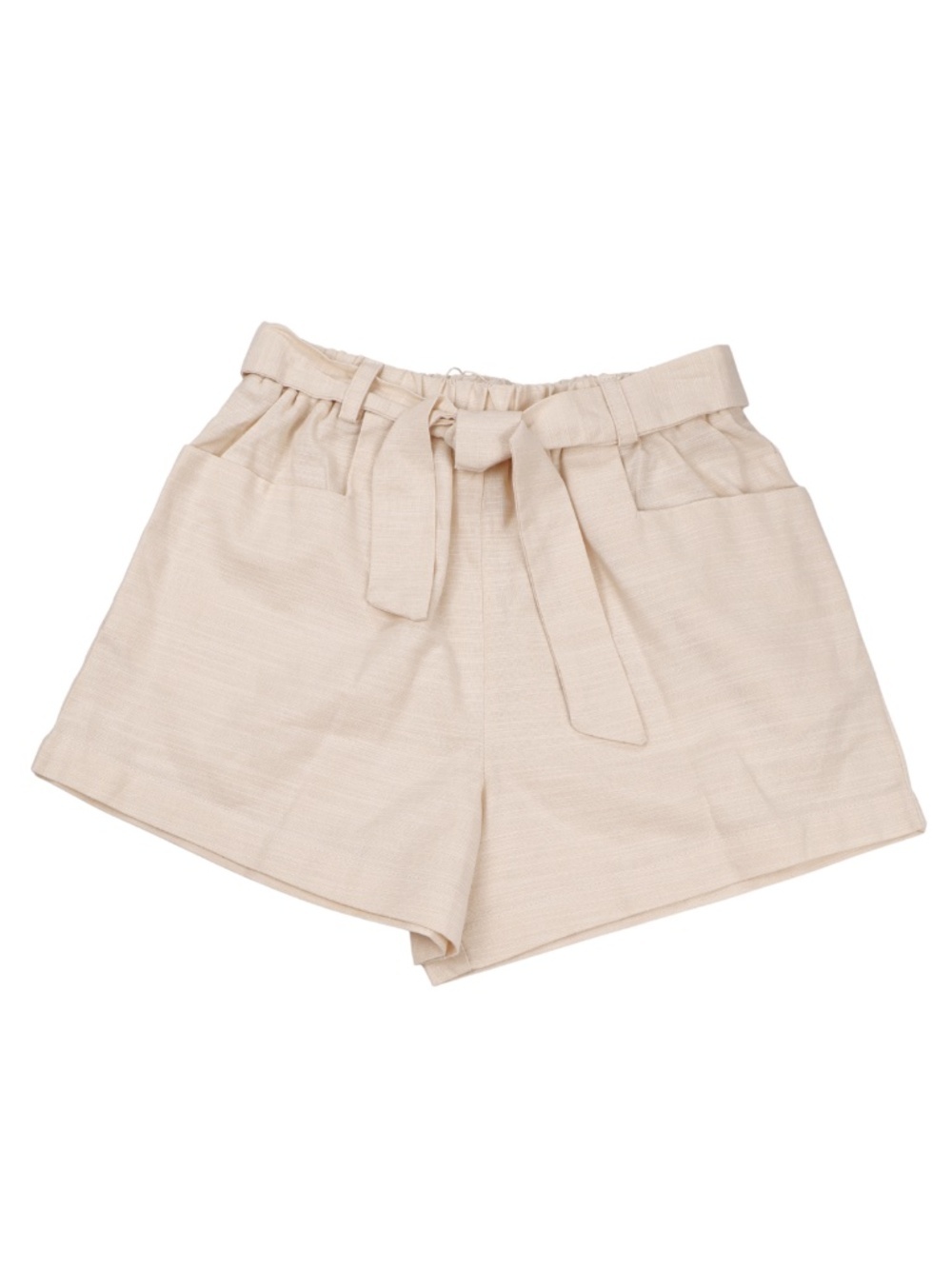 Copper Key Beige Paperbag Waist Shorts Size M NWT Neutral Linen Look